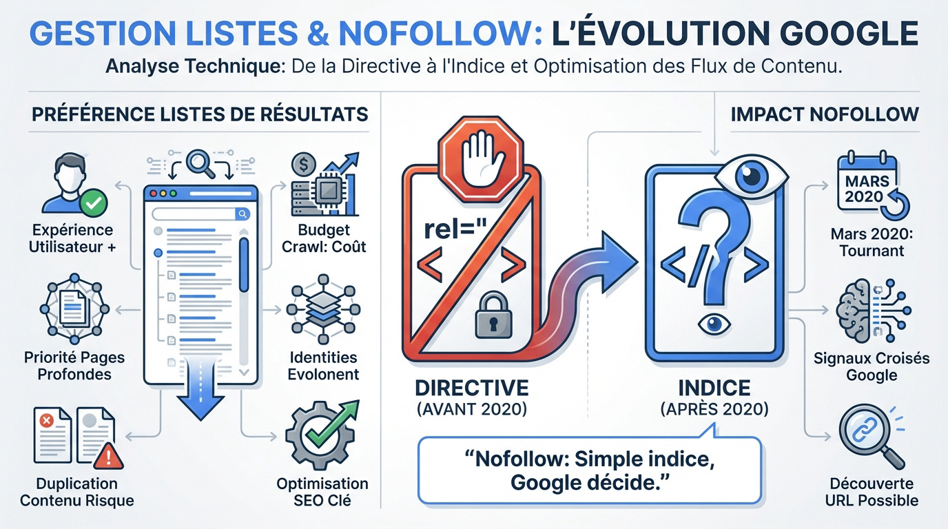 Évolution de la gestion des listes de résultats et du nofollow par Google
