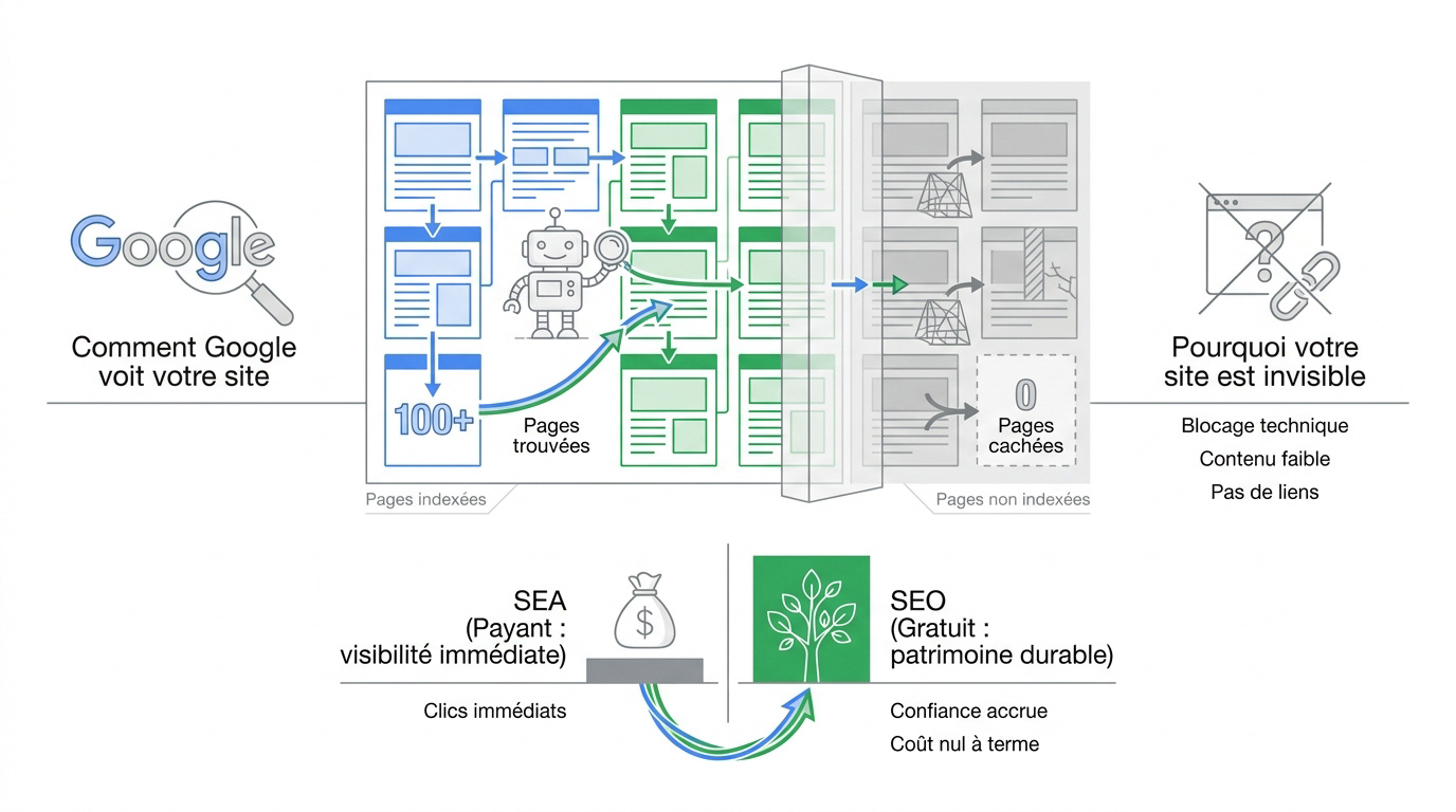 Comparaison entre le référencement naturel SEO et la publicité payante SEA sur Google