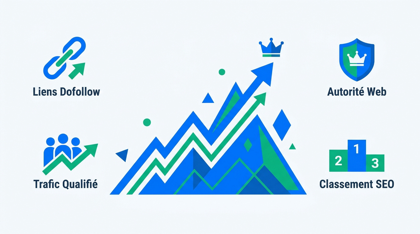 Illustration montrant la croissance du classement SEO grâce aux backlinks
