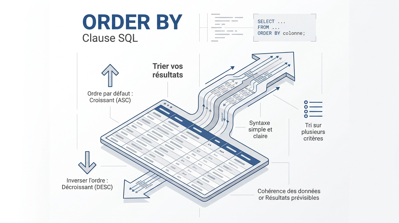 Schéma explicatif de la clause SQL ORDER BY pour le tri de données