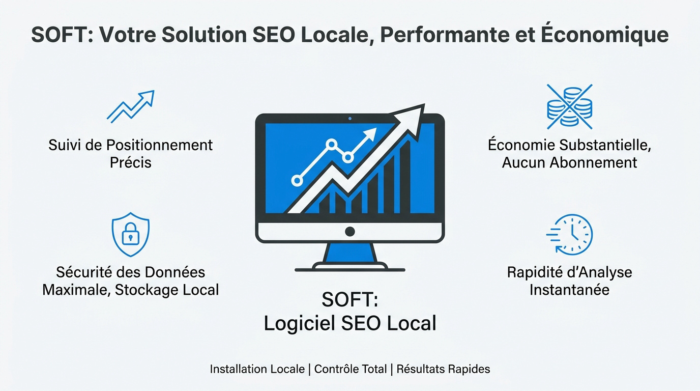 Interface du logiciel SEO Soft pour le suivi de positionnement local